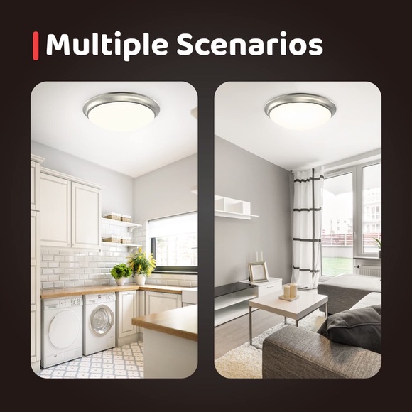 LED Ceiling Light Brushed Nickel Frosted Glass Shade Light Fixture for Bedroom - Picture 8 of 10